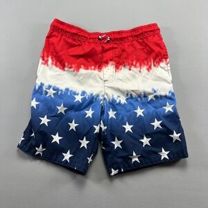 Dream Wave Swim Shorts Kids 10/12 Multi Patriotic Printed Mesh Drawstring Waist
